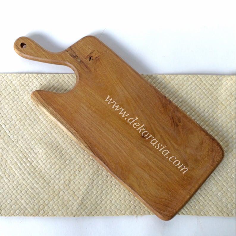 Wooden Antique Teak Cutting Board with Handle Size 14 inches